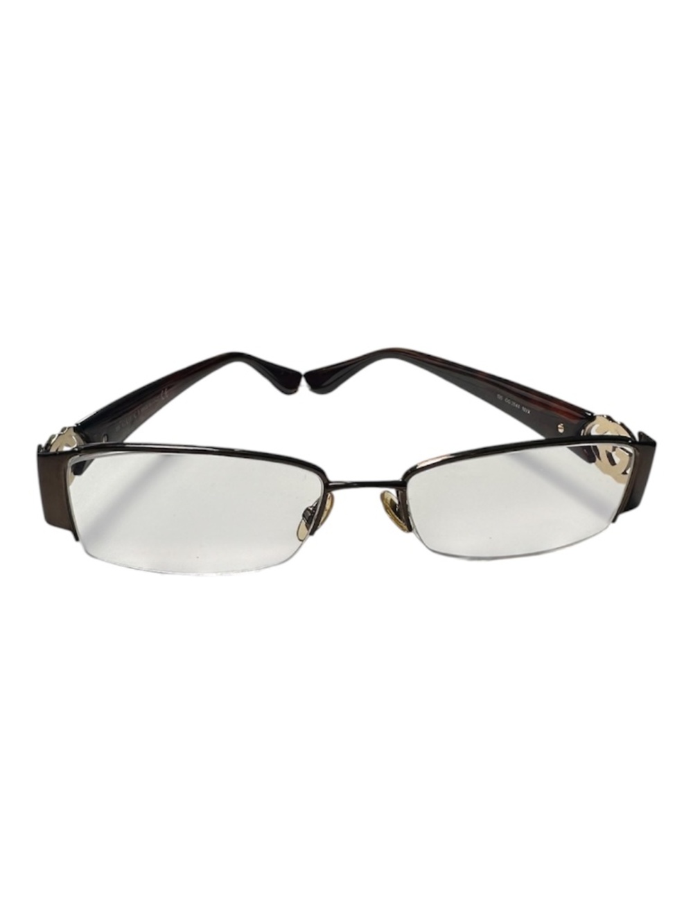 Gucci Semi-Rimless Eyeglass Frames Brown Tortoise & Gunmetal GG Logo w/ Case